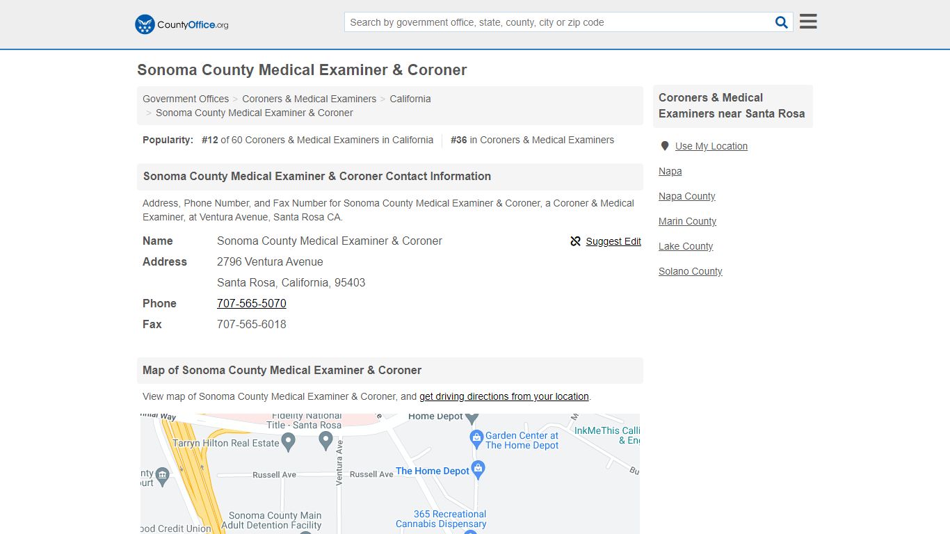 Sonoma County Medical Examiner & Coroner - County Office